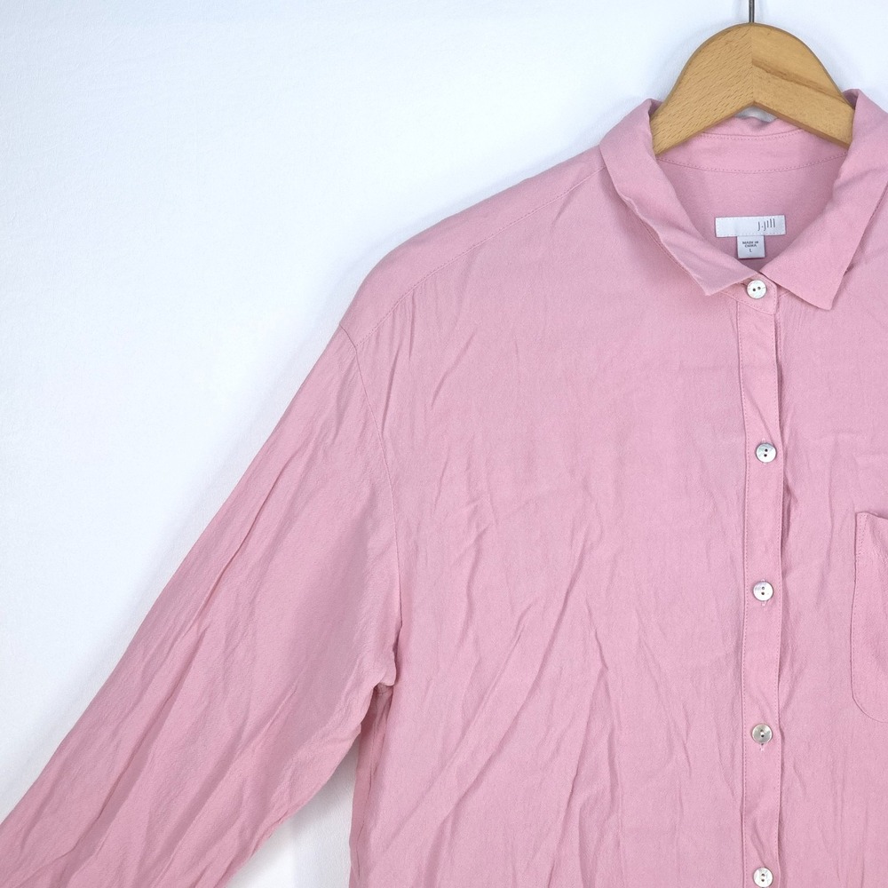 J Jill Button Up Shirt Womens Large‎ Pink Long Sleeve Casual Blouse Normcore - Picture 10 of 16